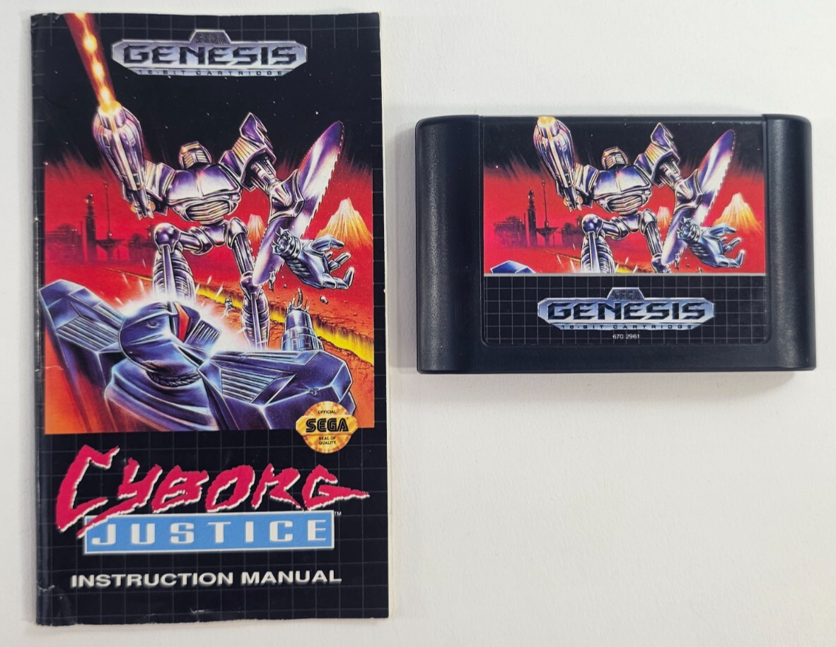 Cyborg Justice (Sega Genesis, 1993) Game and Manual - Tested and Working