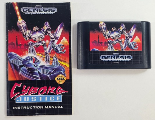 Cyborg Justice (Sega Genesis, 1993) Game and Manual - Tested and Working