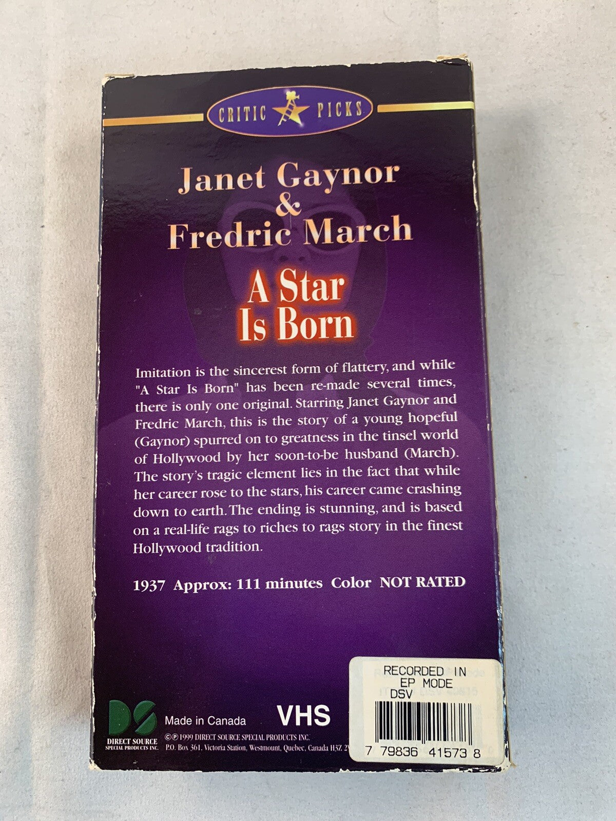 A Star Is Born (VHS, 1937 Version) Janet Gaynor/Fredric March