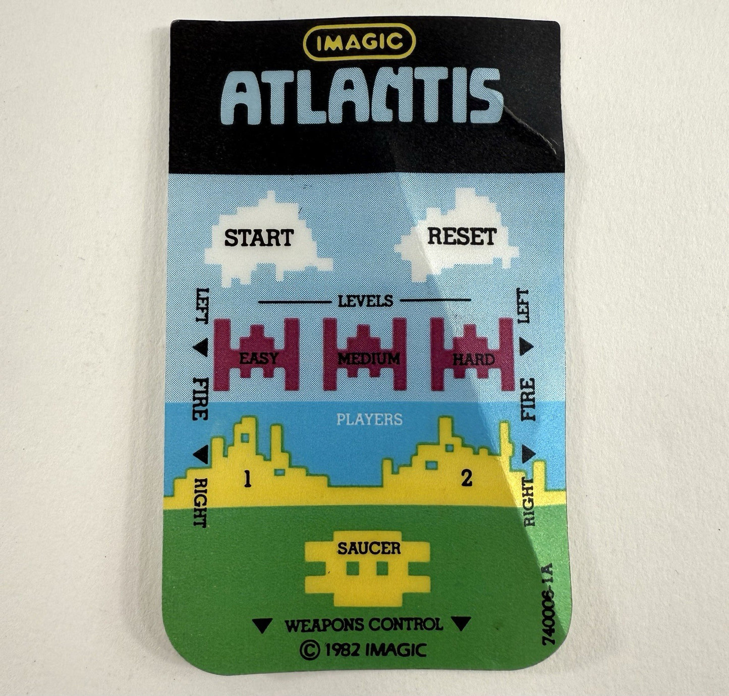 Atlantis (Intellivision, 1982) Game Box Manual Overlay - Tested and Working