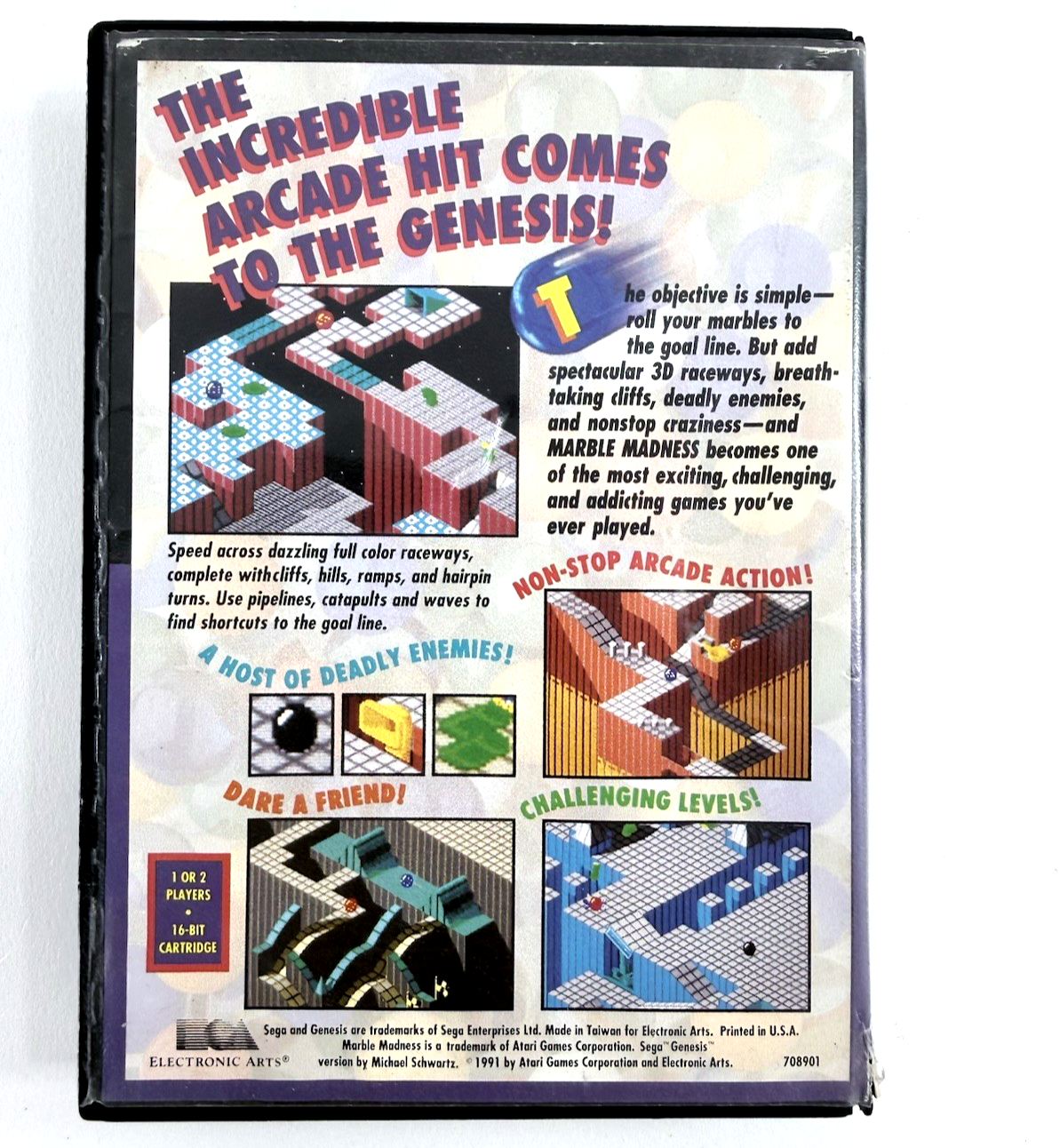 Marble Madness (Sega Genesis, 1991)  Original Game Case Only