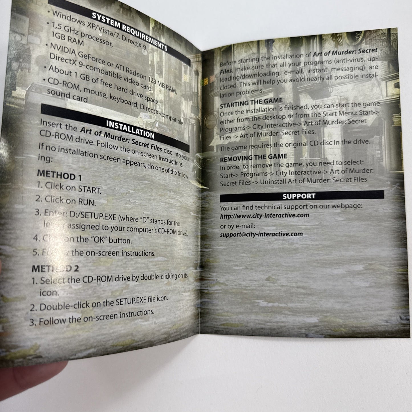 Art Of Murder: The Secret Files (PC CD, 2010) Game Case Manual Sleeve - Untested