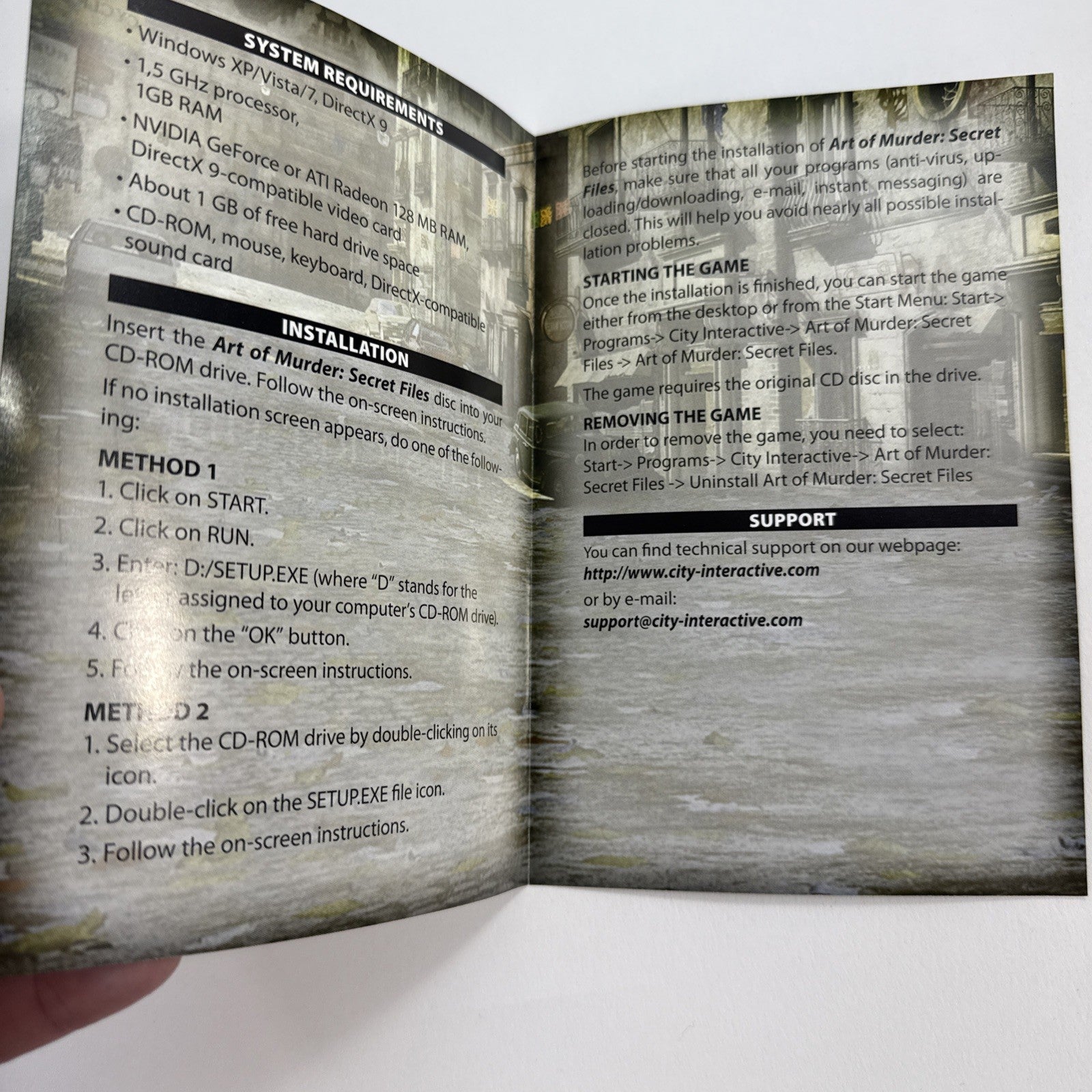 Art Of Murder: The Secret Files (PC CD, 2010) Game Case Manual Sleeve - Untested