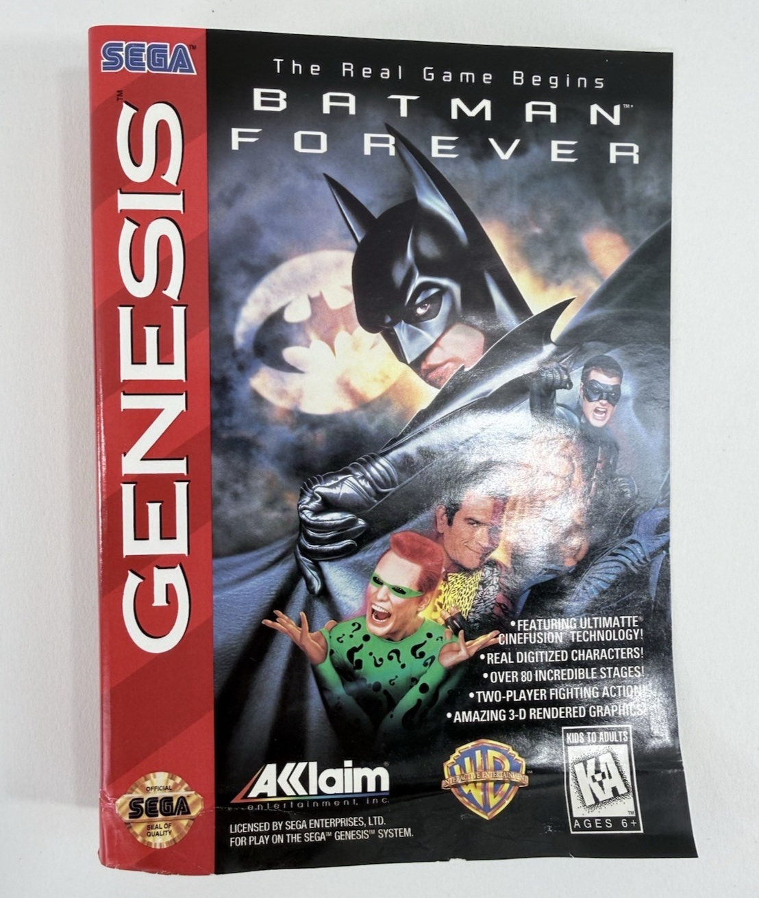 Batman Forever (Sega Genesis, 1995) Game and Case - Tested and Working