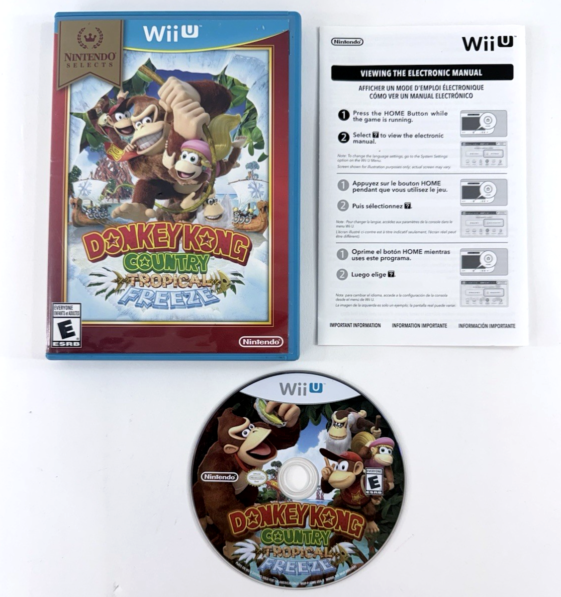 Donkey Kong Country: Tropical Freeze (Wii U, 2016) Game Case Manual - Tested