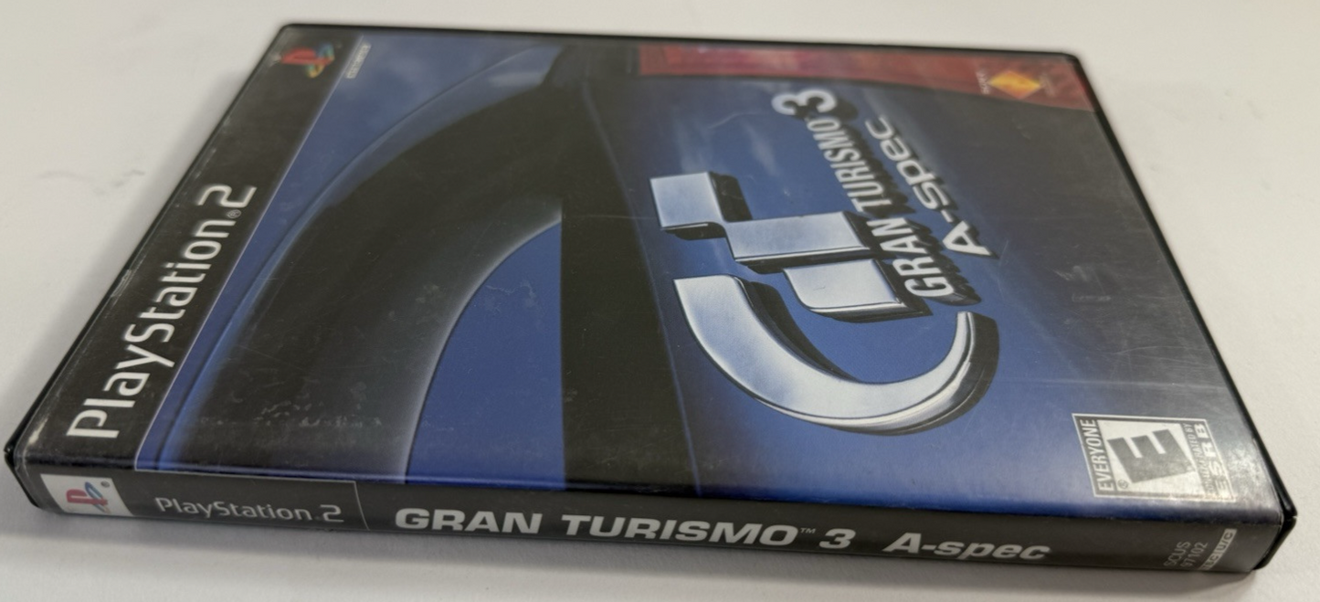 Gran Turismo 3 A-spec (PlayStation 2, 2001) Black Label Game Case Manual -Tested