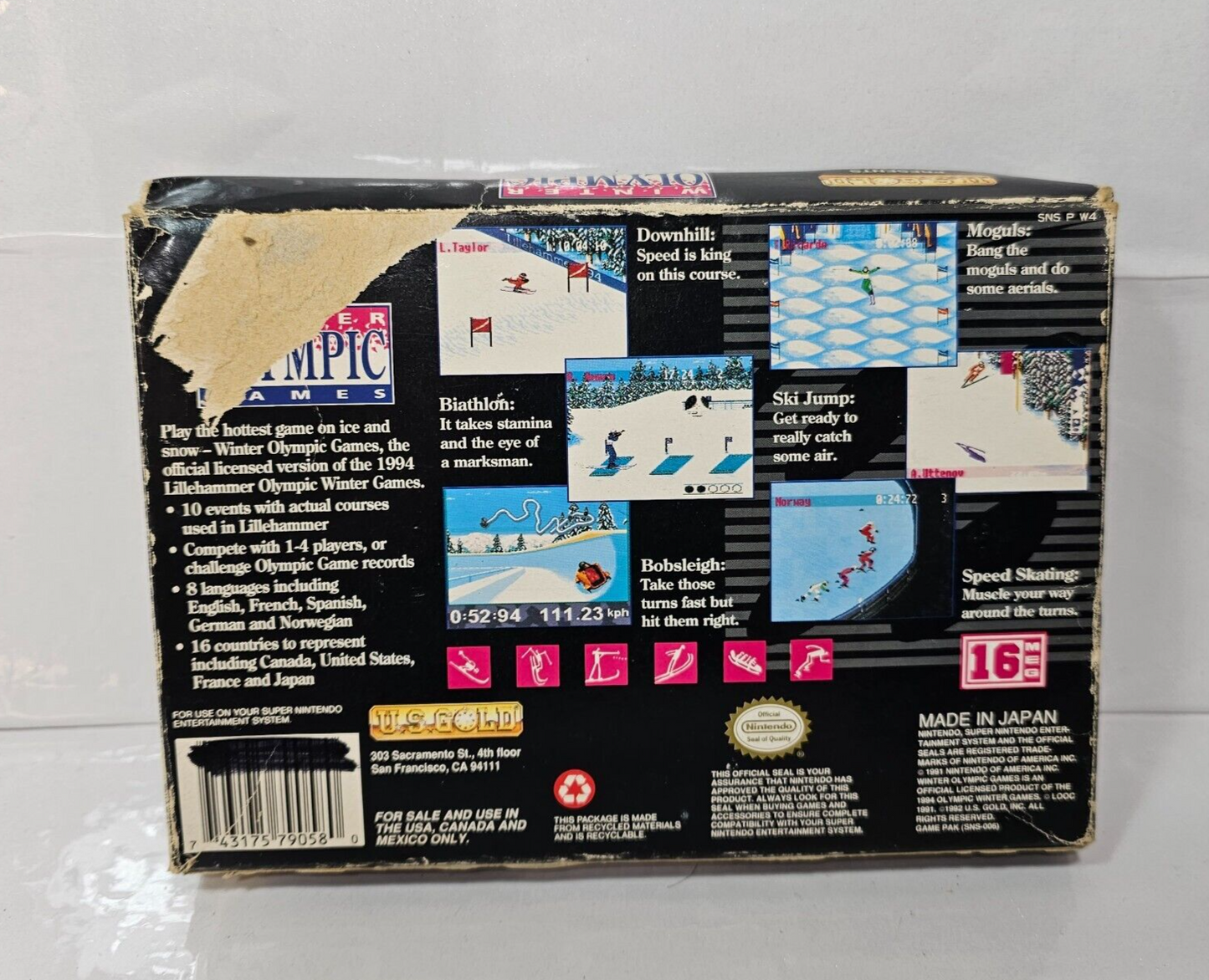 Winter Olympic Games Lillehammer '94 (Super Nintendo, 1994) Case Game Manual