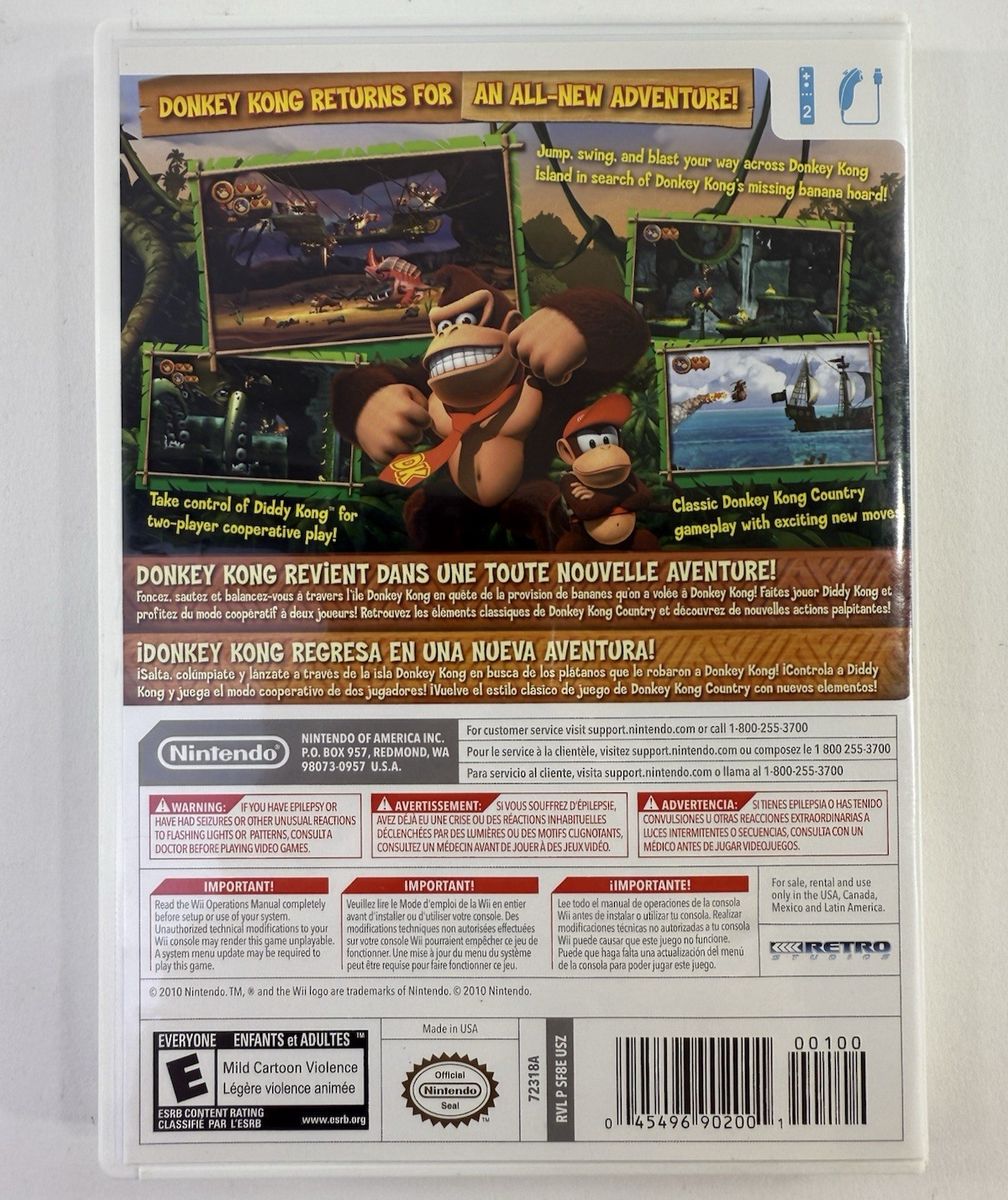 Donkey Kong Country Returns (Nintendo Wii, 2010) Game Case Manual - Tested