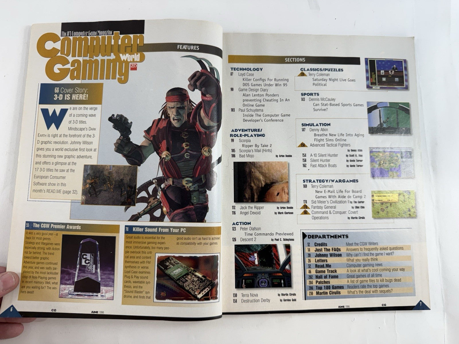 Computer Gaming World Magazine June 1996 #143  3-D Is Here! Dark Earth Cover
