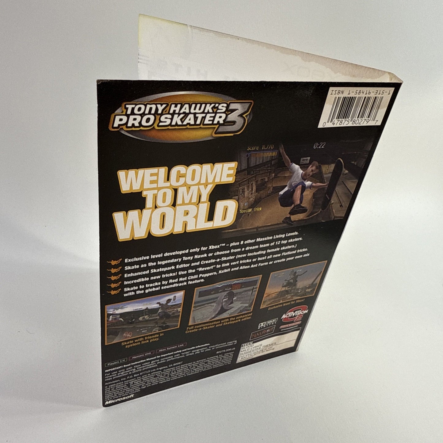 Tony Hawk's Pro Skater 3 (Microsoft Xbox, 2003) Game Case Manual Registration