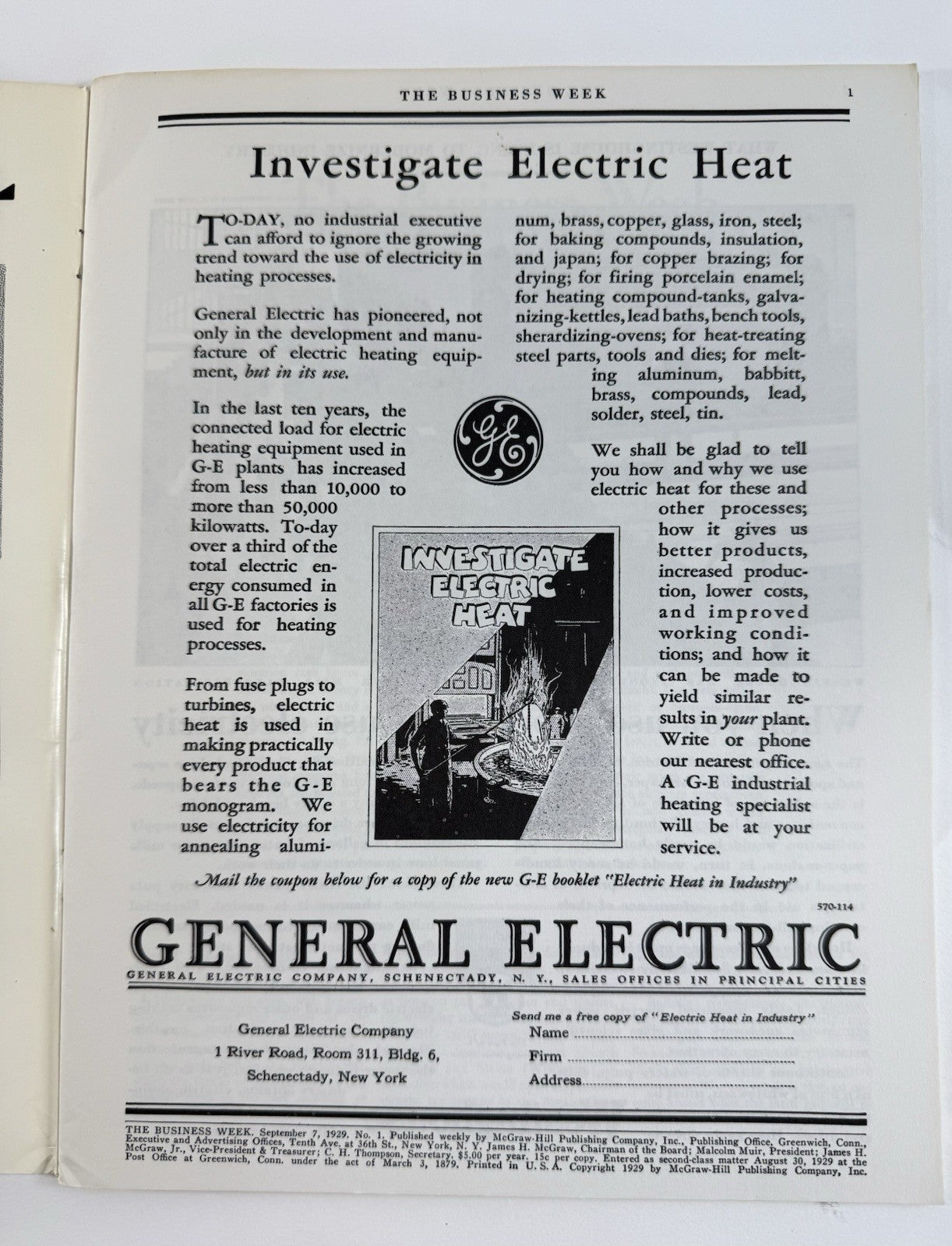 The Business Week - September 7, 1929 - McGraw-Hill - First Issue 1960s Reprint