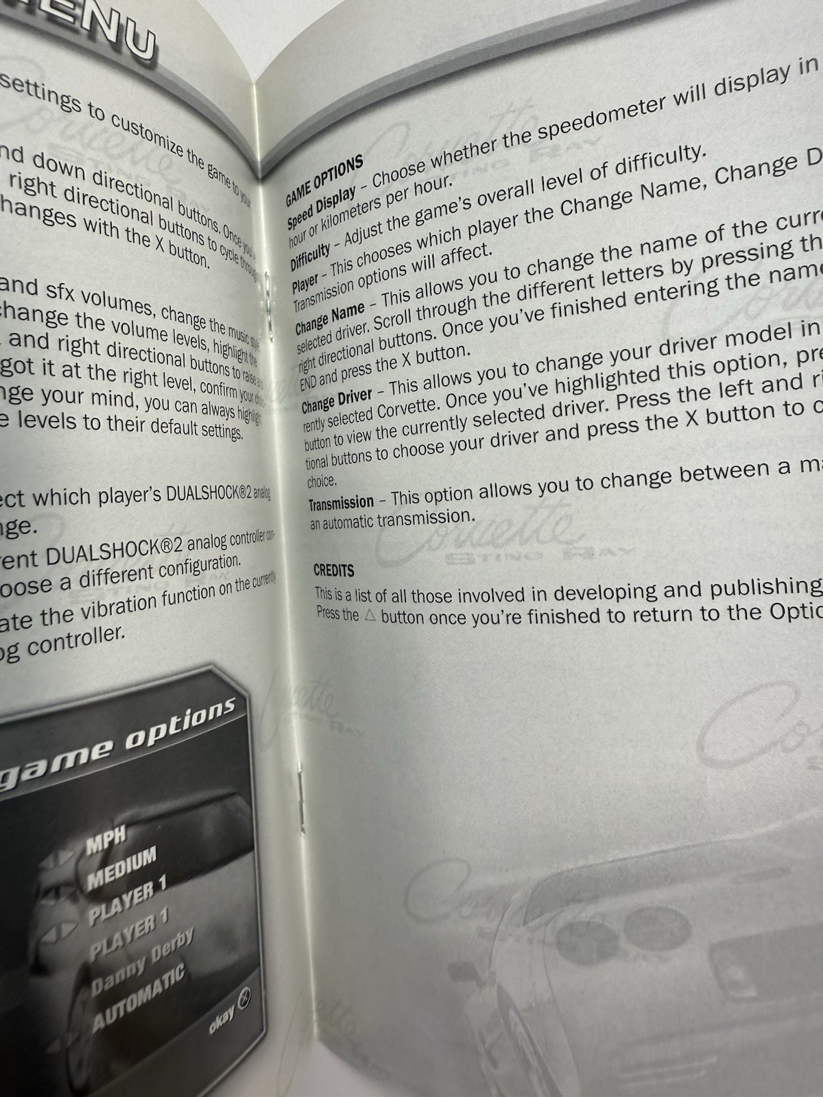 Corvette (Sony PlayStation 2, 2004) Game Case Manual - Tested and Working