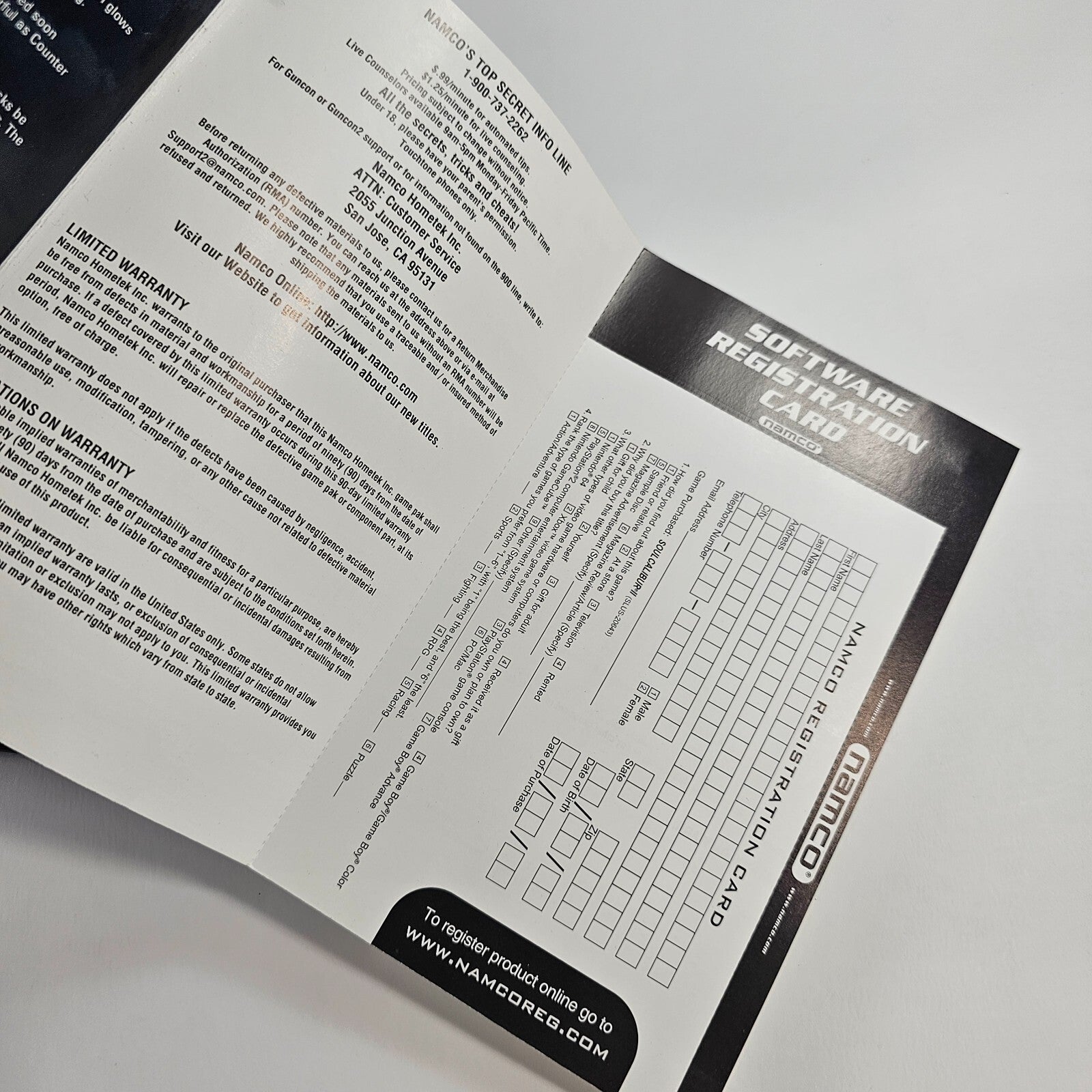 Soul Calibur II (PlayStation 2, 2003) Game Case Manual Registration - Tested