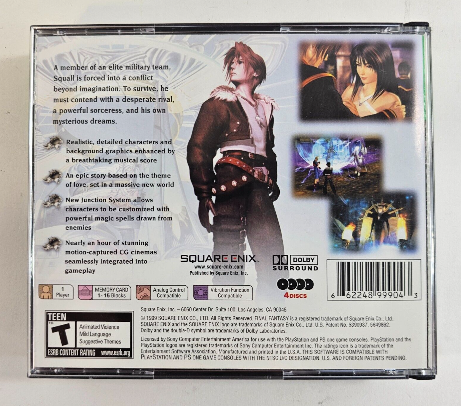 Final Fantasy VIII (PlayStation 1, 1999) Discs Case Manual Registration - Tested