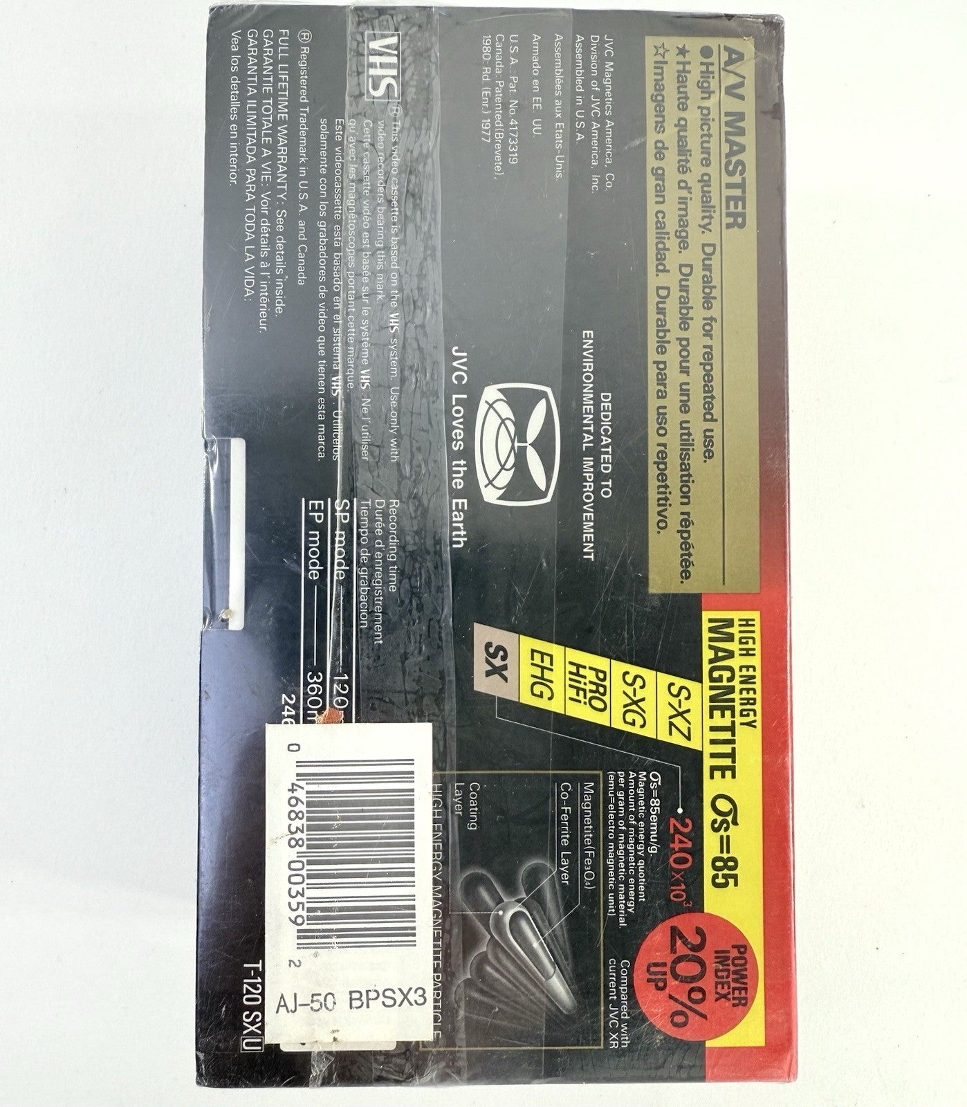 JVC T-120 SX/EHG VHS 3-Pack Blank Cassette Tapes - New, Factory Sealed