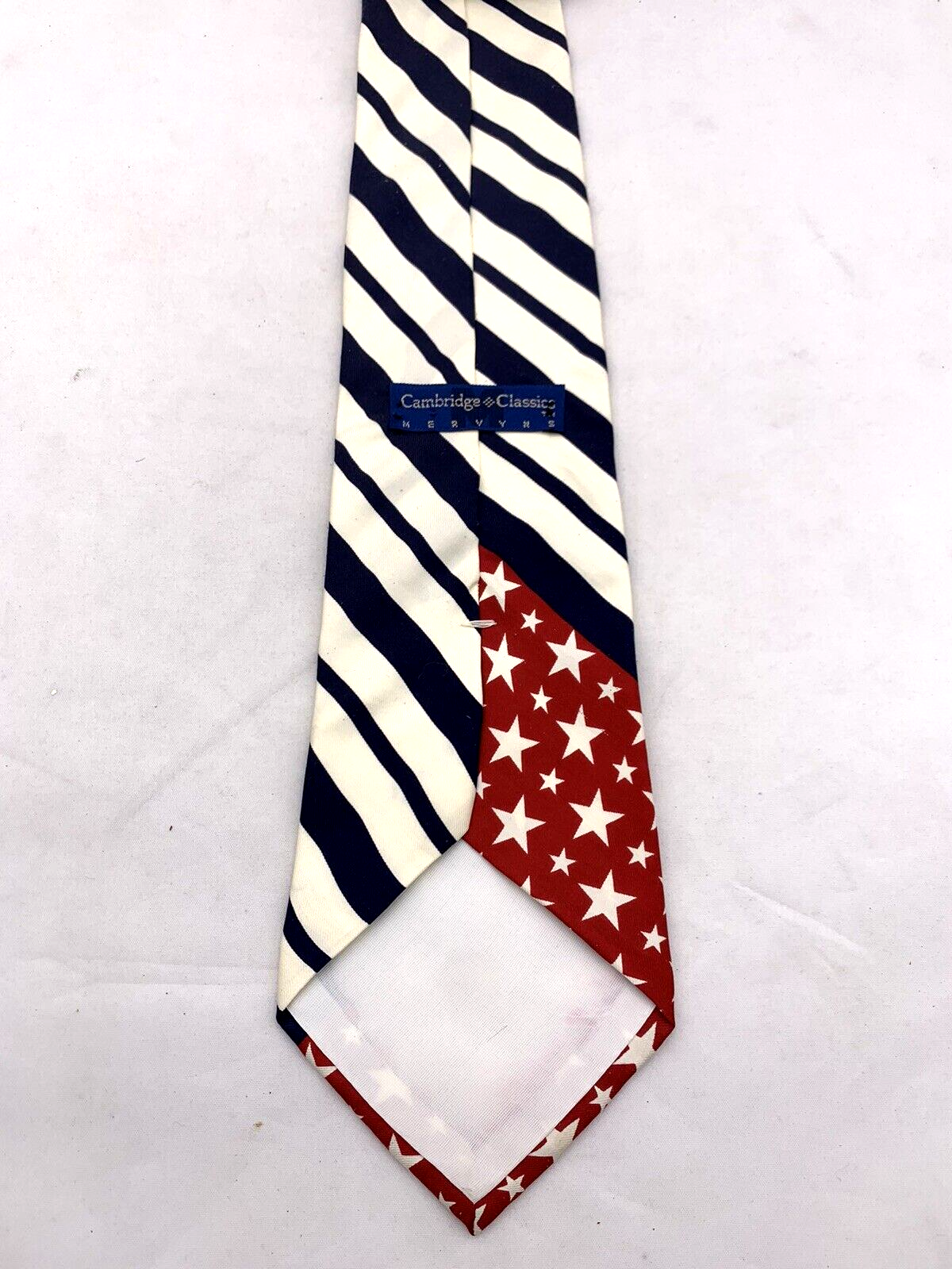 Cambridge Classic Mervyns 62” Stars And Stripes Italian Silk Necktie