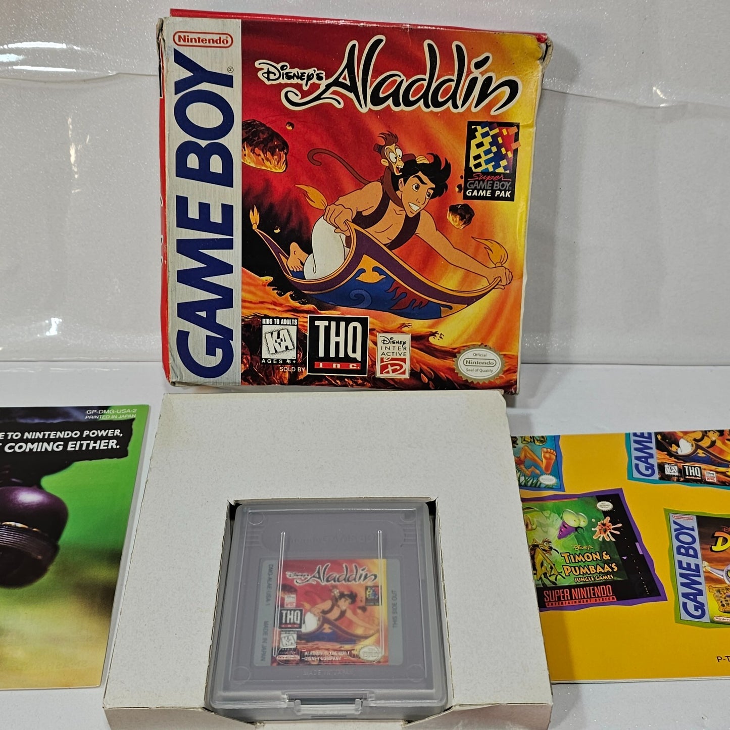 Disney's Aladdin (Nintendo GameBoy, 1994) Game Box Manual Inserts - Tested