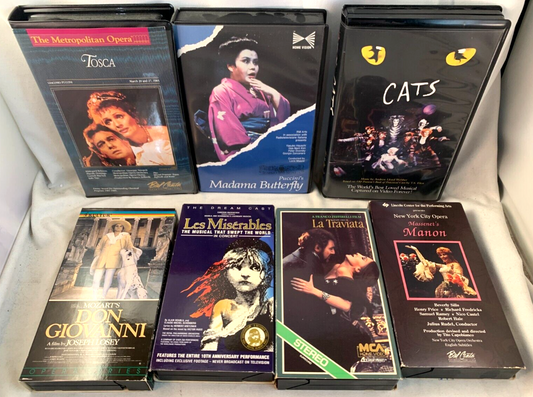 Cats (VHS Musicals bundle) Madama Butterfly, Don Giovanni, Tosca, Manon, +2