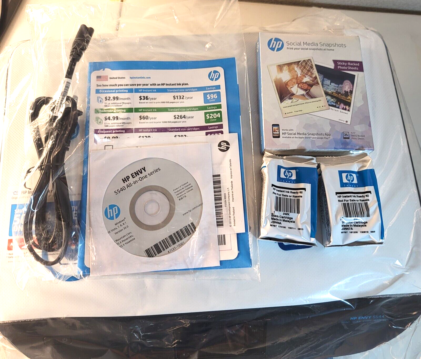 HP Envy 5544 All-in-One Wireless Social Media Snapshot Printer - New, Open Box