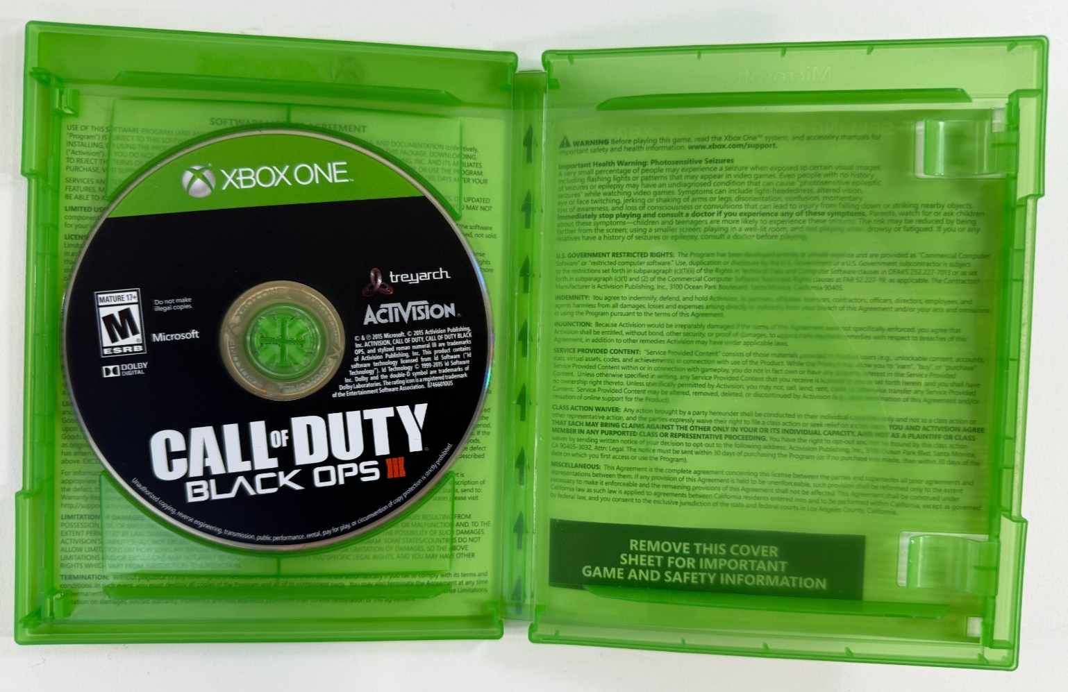 Call of Duty: Black Ops III (Microsoft Xbox One, 2015) Game & Case - Tested