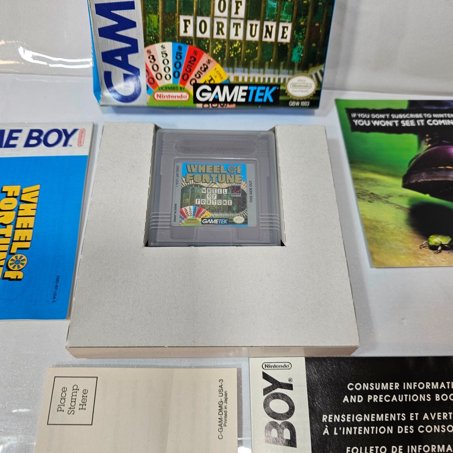 Wheel of Fortune (Nintendo Gameboy, 1990) CIB Game Box Manual Inserts