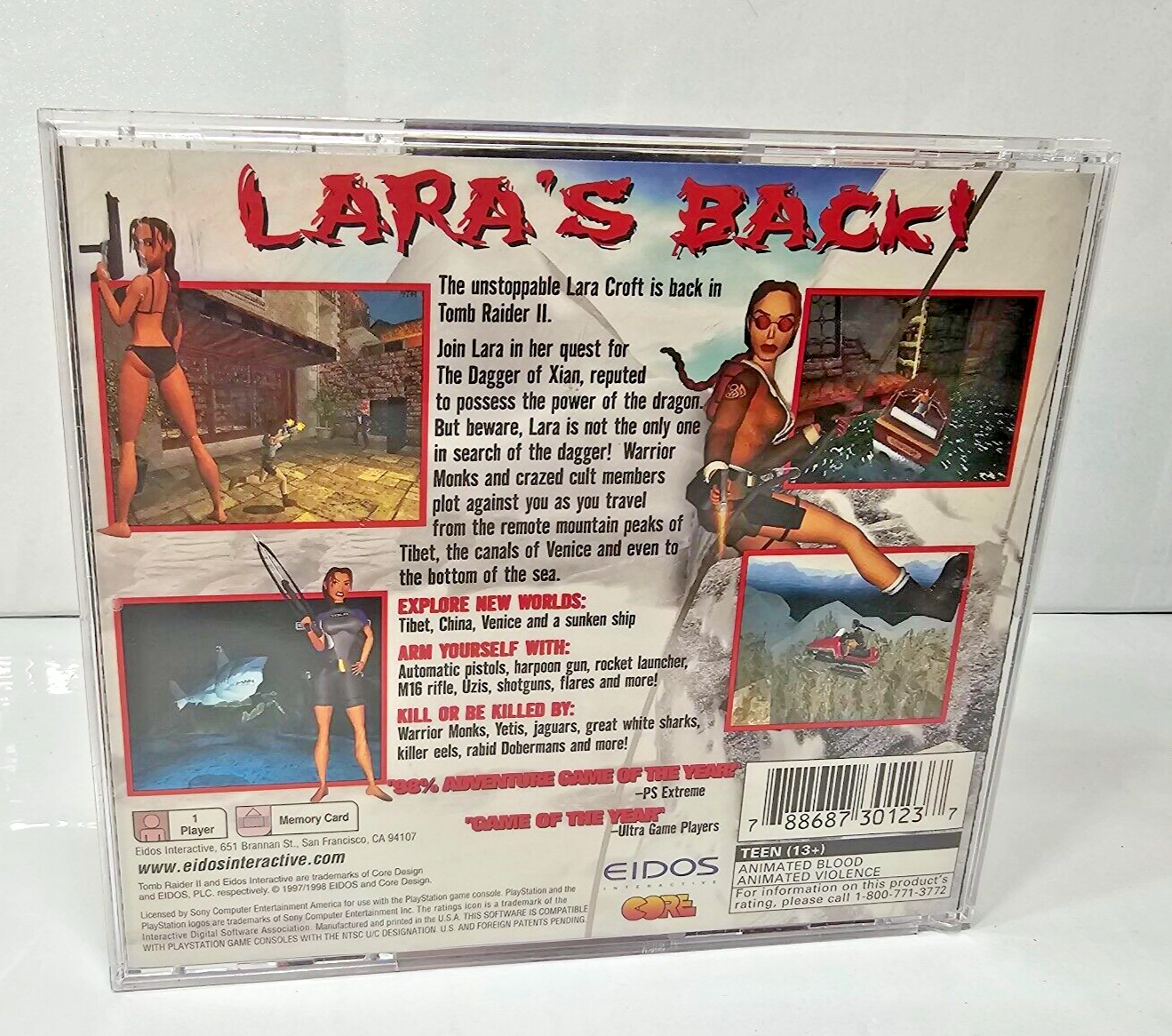 Tomb Raider II 2 (Sony PlayStation, 1998)  Game Case Manual Registration