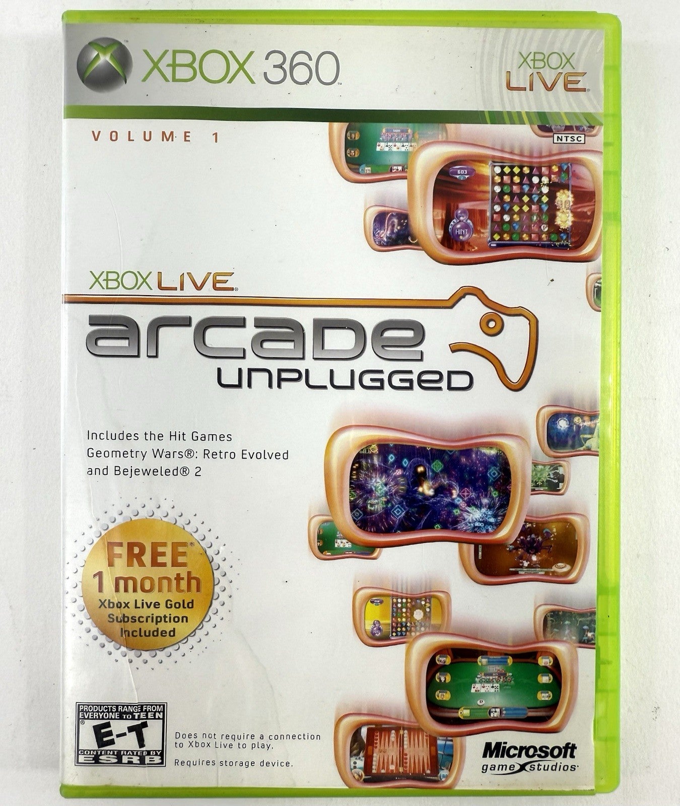 Xbox Live Arcade Unplugged Vol. 1 (Microsoft Xbox 360, 2006) Game and Case