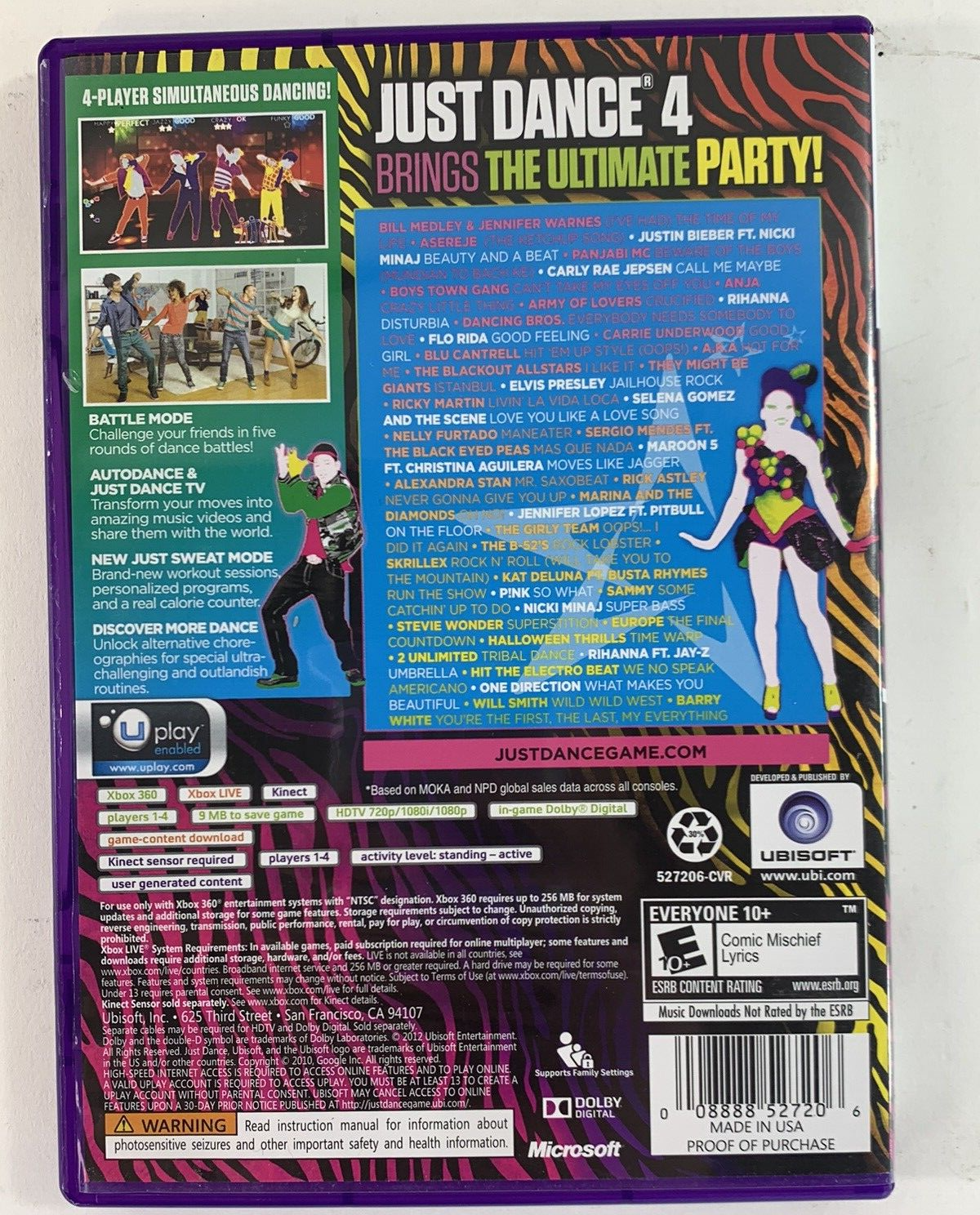 Just Dance 4 (Microsoft Xbox 360, 2012) Game Case Manual Insert - Tested