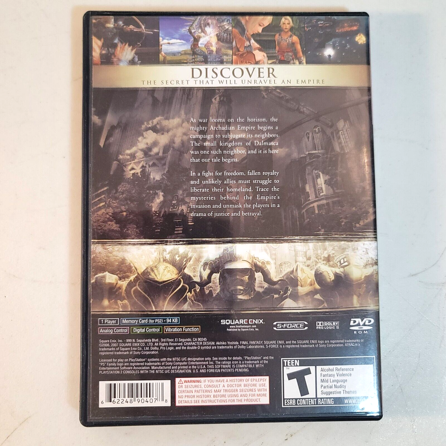 Final Fantasy XII (Sony PlayStation 2, 2006) Game Case Manual - Tested