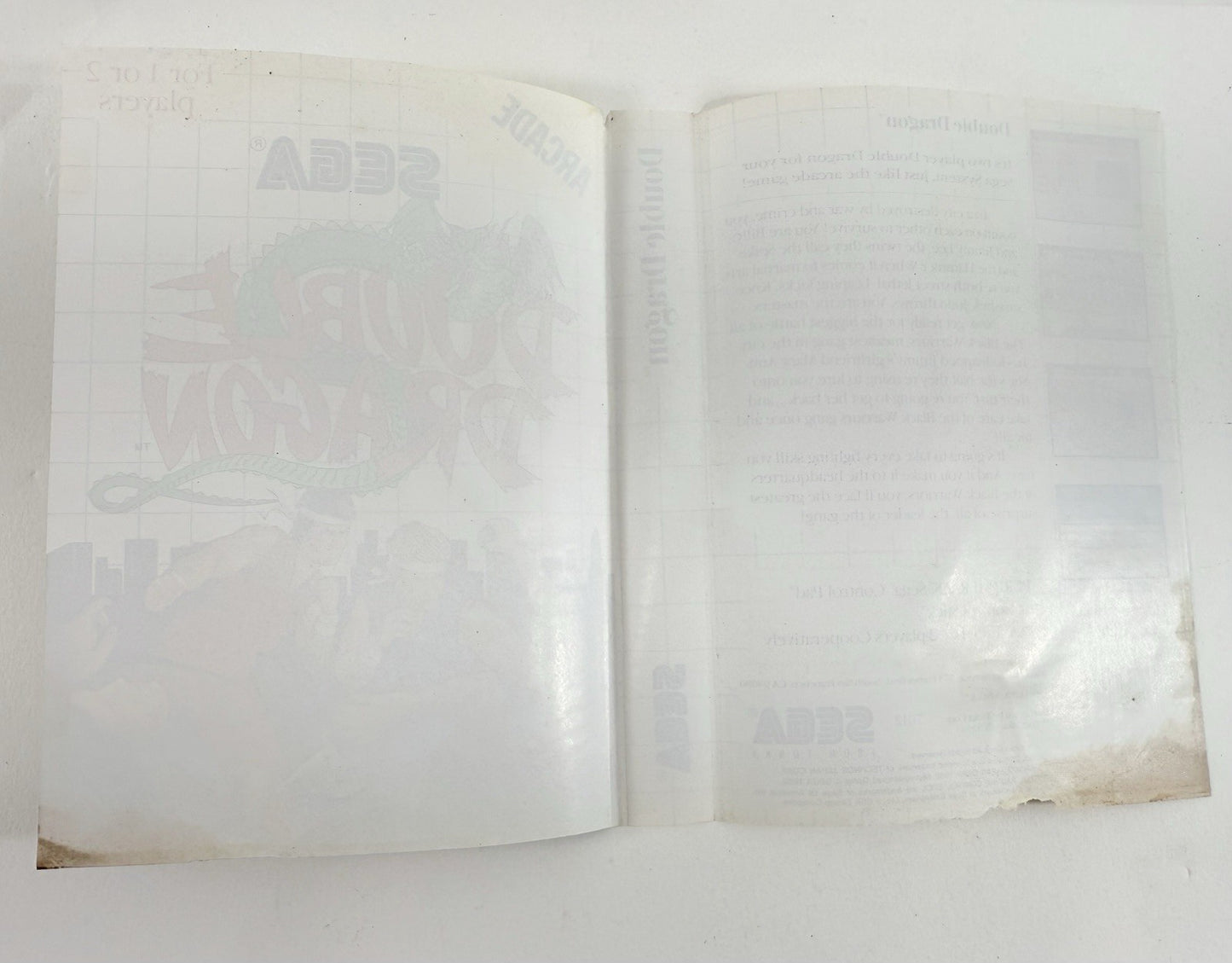 Double Dragon (Sega Master System, 1988) Game Case Manual - Tested and Working