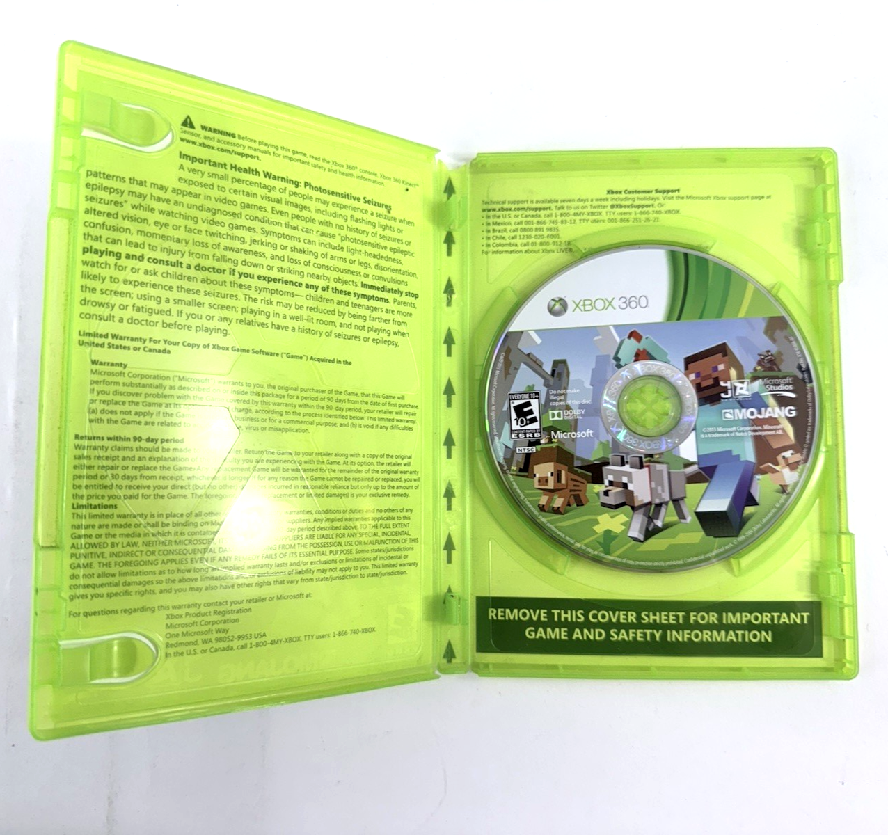 Minecraft (Microsoft Xbox 360, 2013) Game and Case - Tested and Working