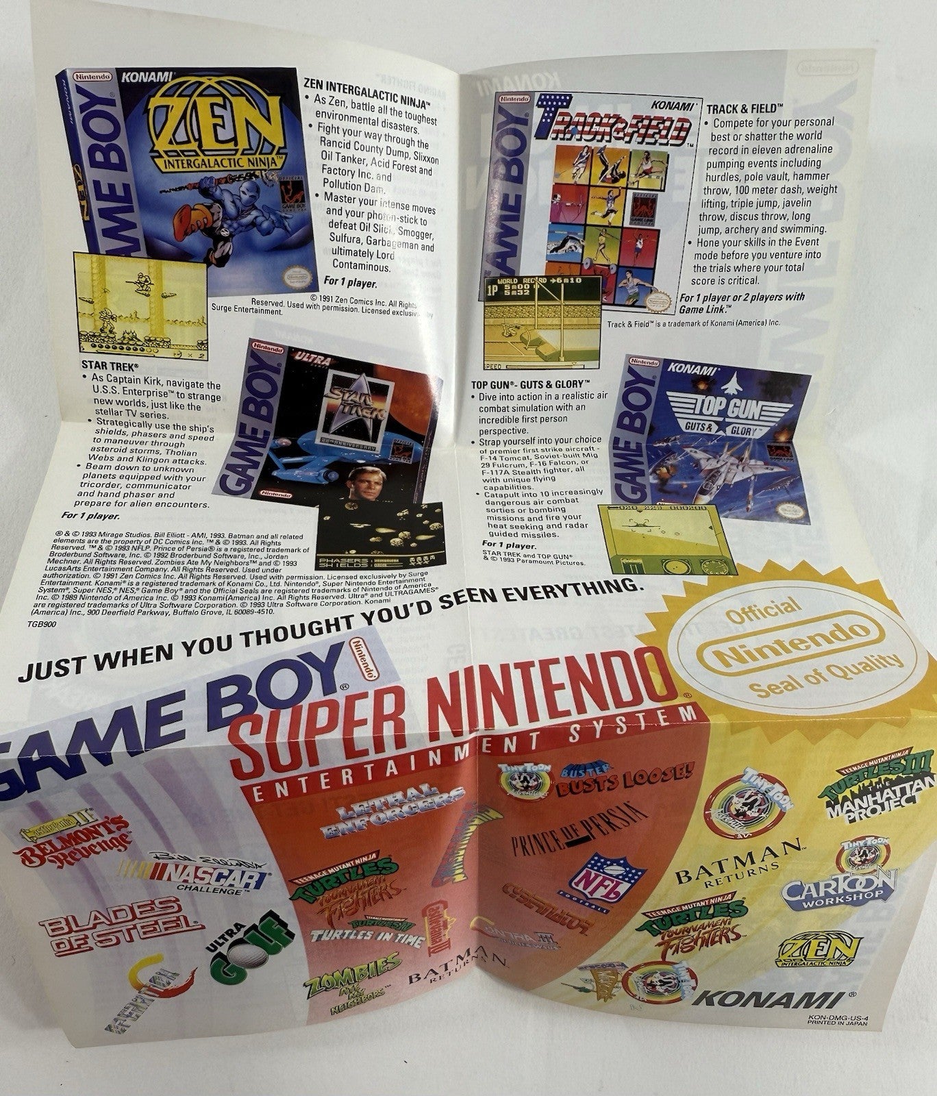 Blades of Steel (Nintendo GameBoy, 1991) Game Box Manual Inserts Registration