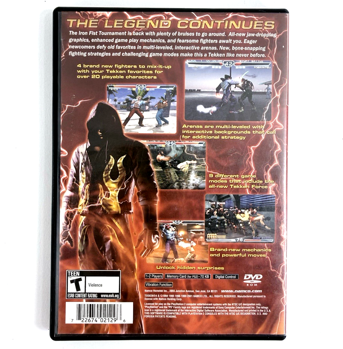 Tekken 4 (Sony PlayStation 2, 2002) Game Case Manual Registration Card - Tested