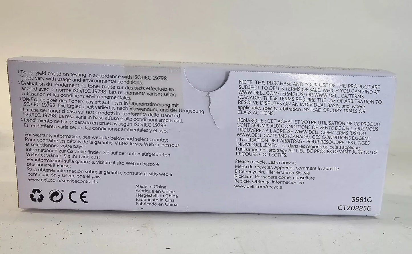 Dell E525 Series 3581G Yellow Genuine Toner Cartridge - New