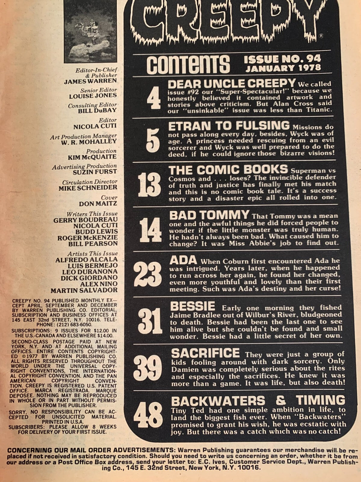 CREEPY #94, Warren Magazine 1978