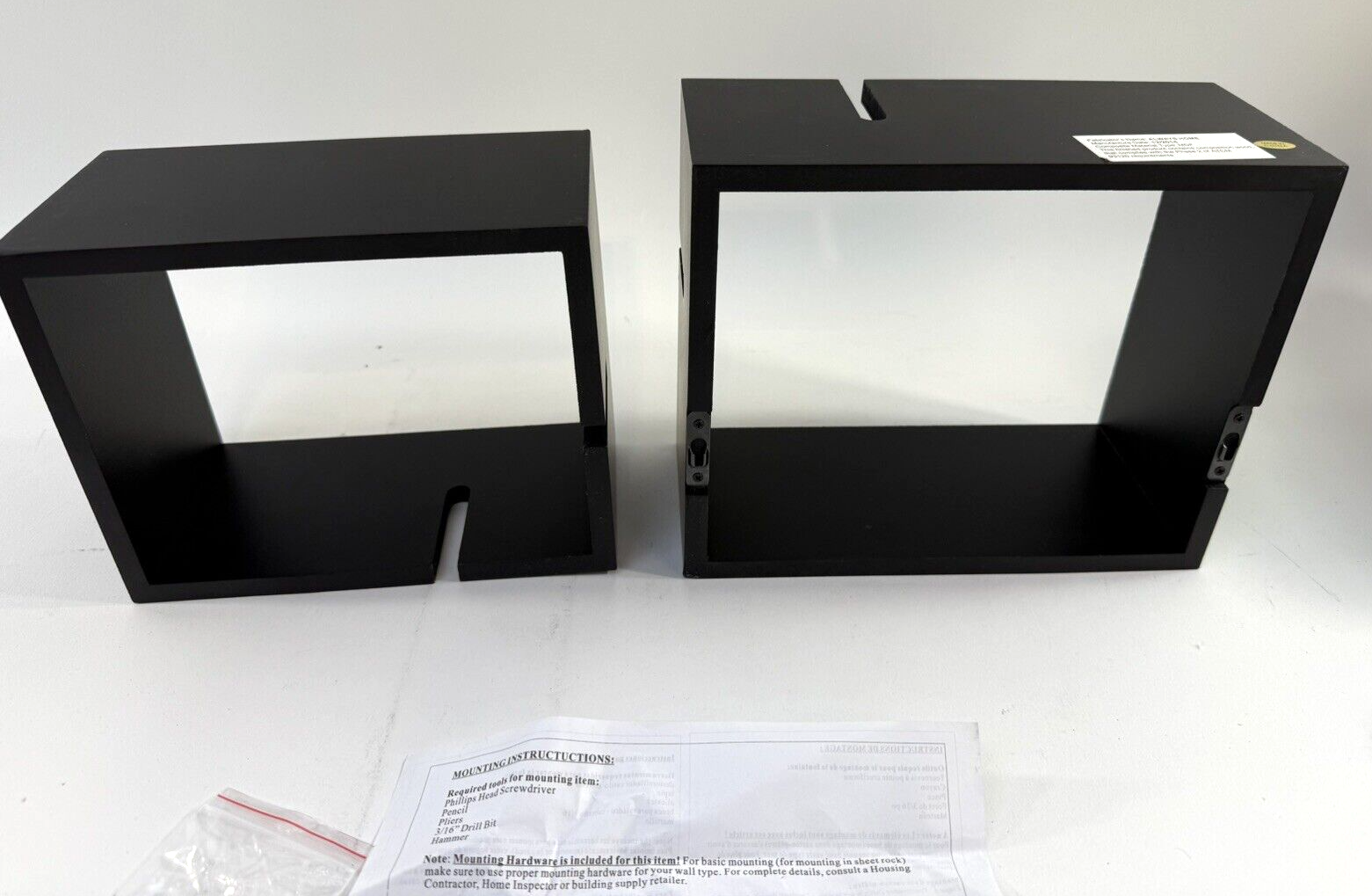 Interiors By Design Black Wooden Interlocking Wall Cubes  2-Piece Set - Open Box