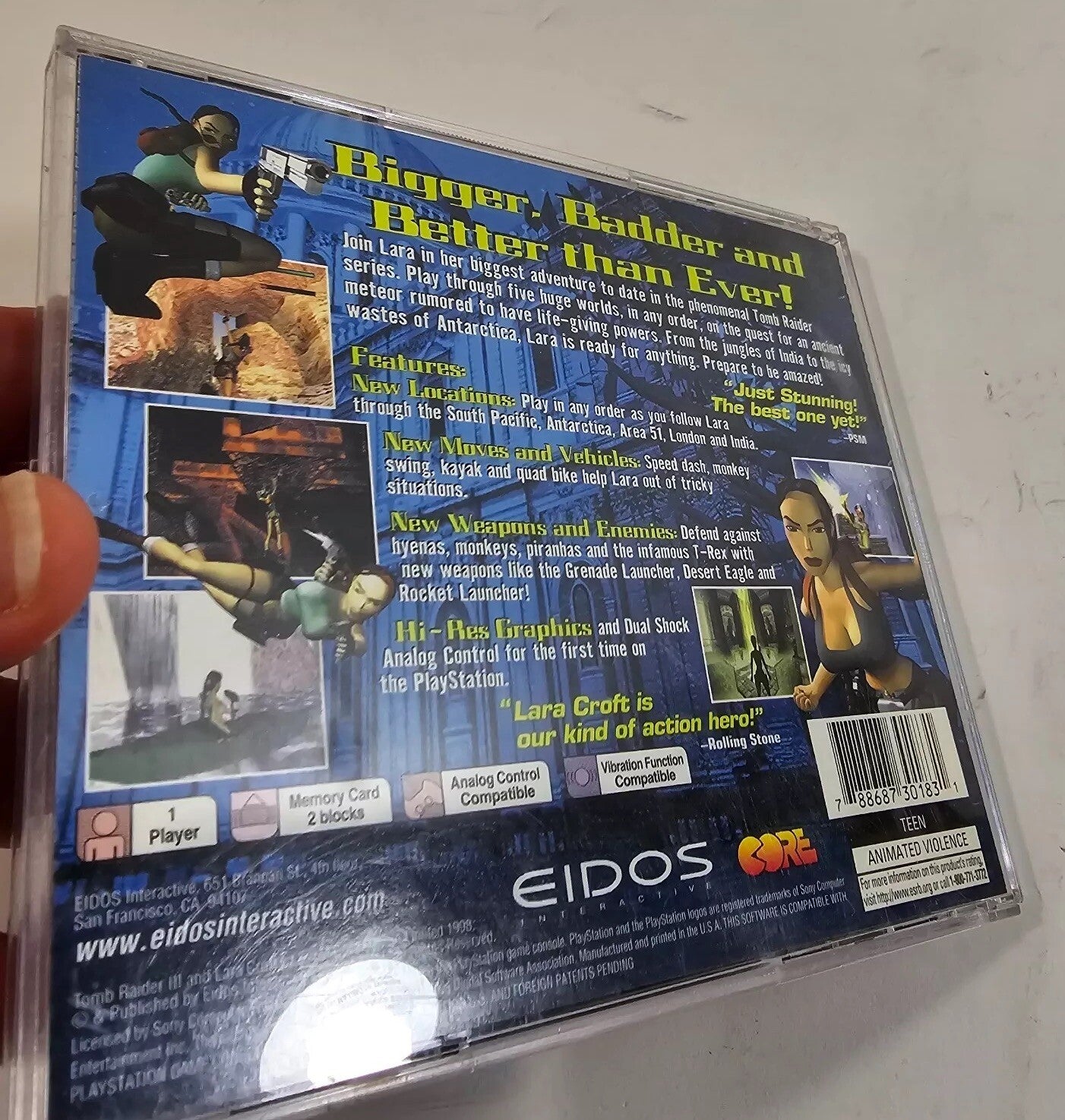 Tomb Raider III: Adventures of Lara Croft (Sony PlayStation 1, 1998) Complete