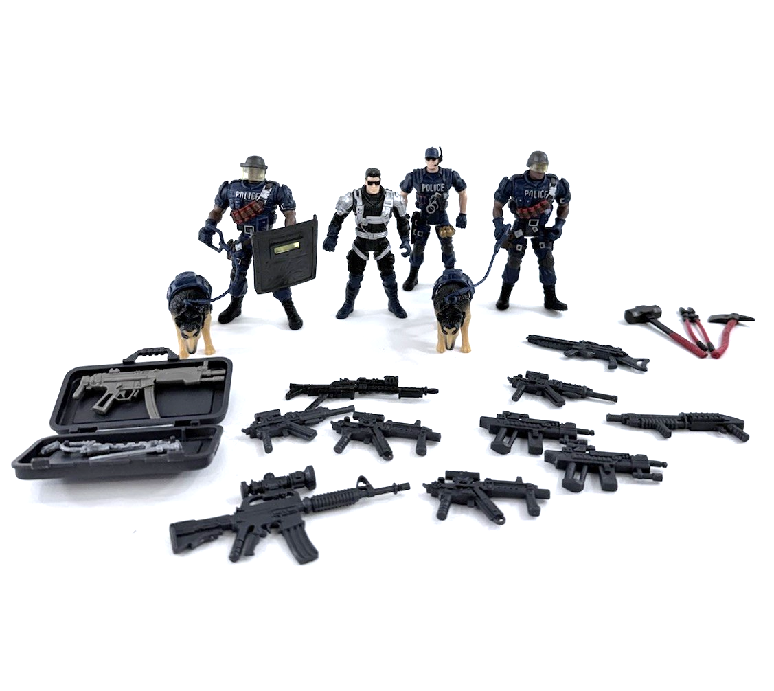 Chap Mei 3.75” Police Force/Soldier Force Action Figures With Accessories