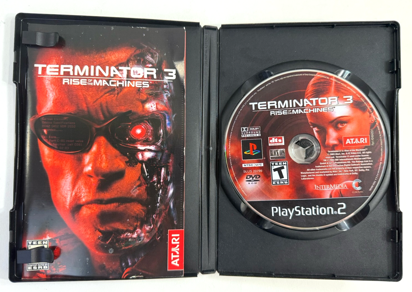 Terminator 3: Rise of the Machines (PlayStation 2, 2003) Game Case Manual-Tested