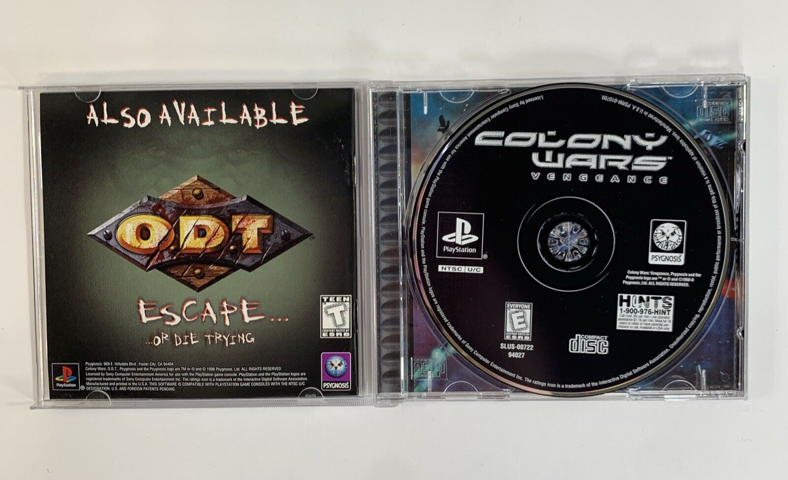 Colony Wars: Vengeance (Sony PlayStation 1, 1998) Game Case Manual Registration