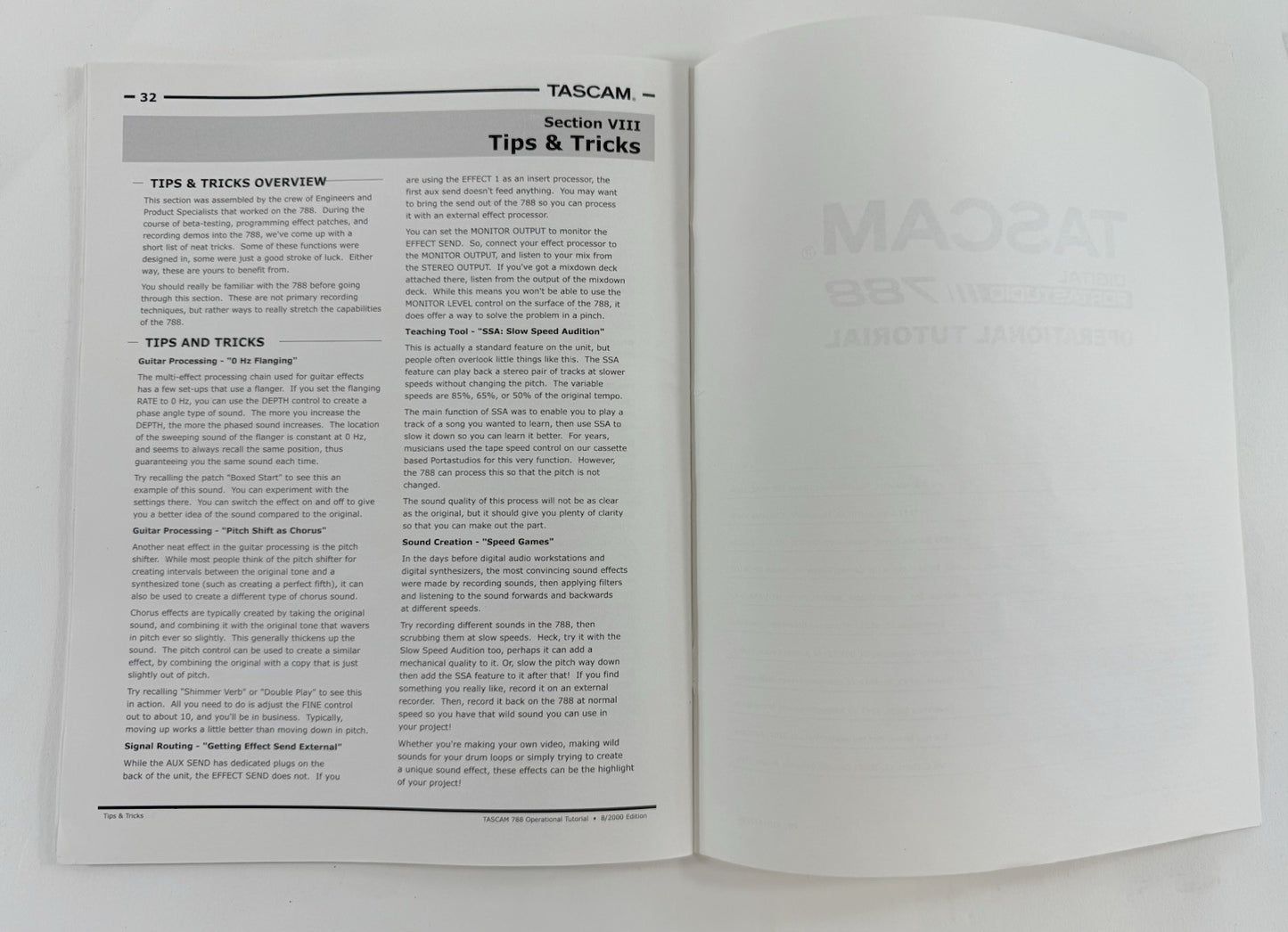 Tascam Digital Portastudio 788 Owner's Operational Tutorial (Paperback, 2000)