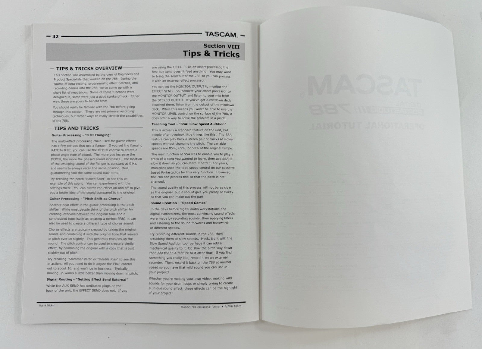 Tascam Digital Portastudio 788 Owner's Operational Tutorial (Paperback, 2000)