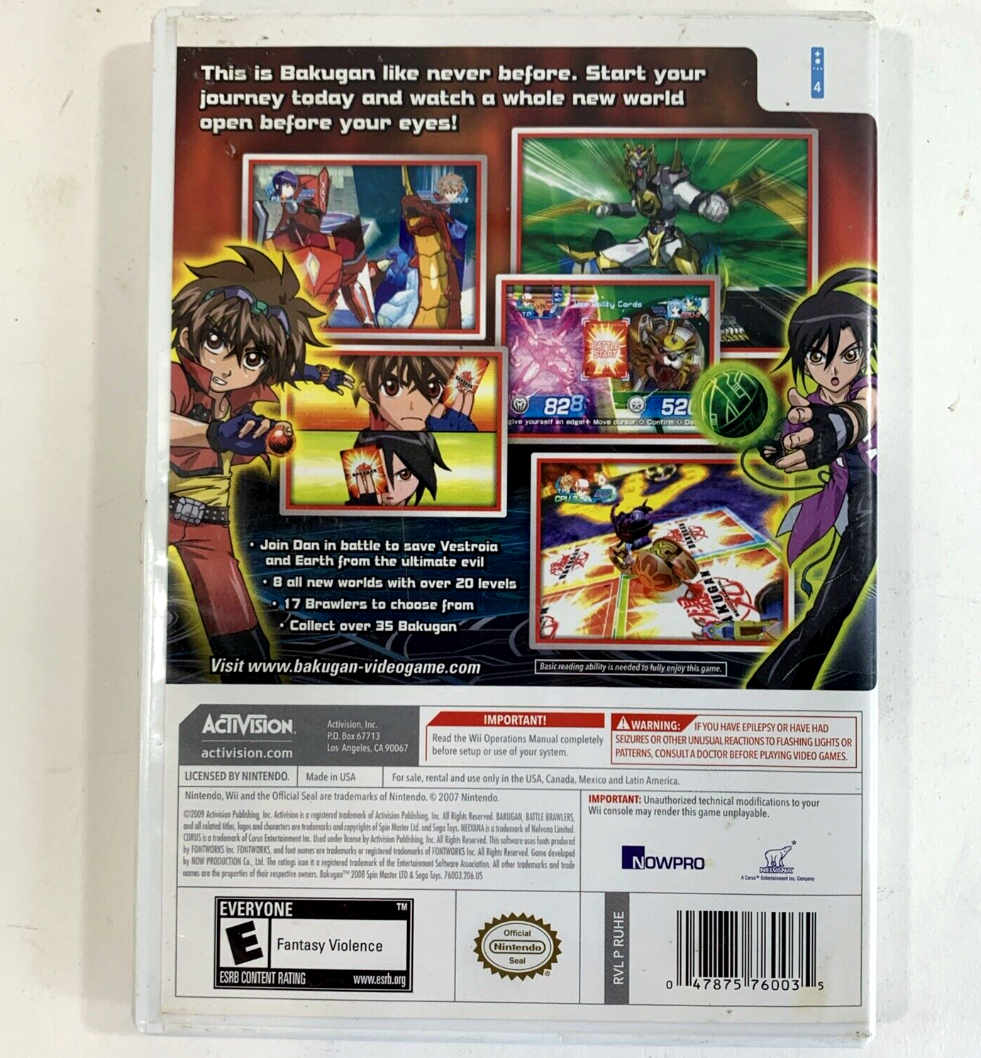 Bakugan Battle Brawlers (Nintendo Wii, 2009) Game Case Manual - Tested
