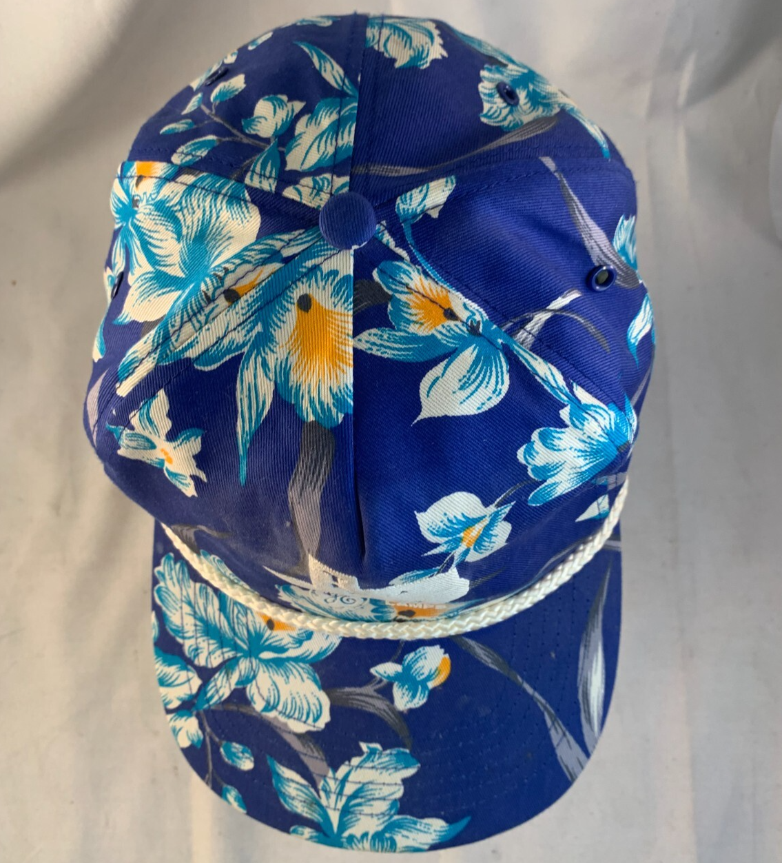 San Sun GE Tesco Lamps Blue Floral Snapback One Size Adjustable Hat