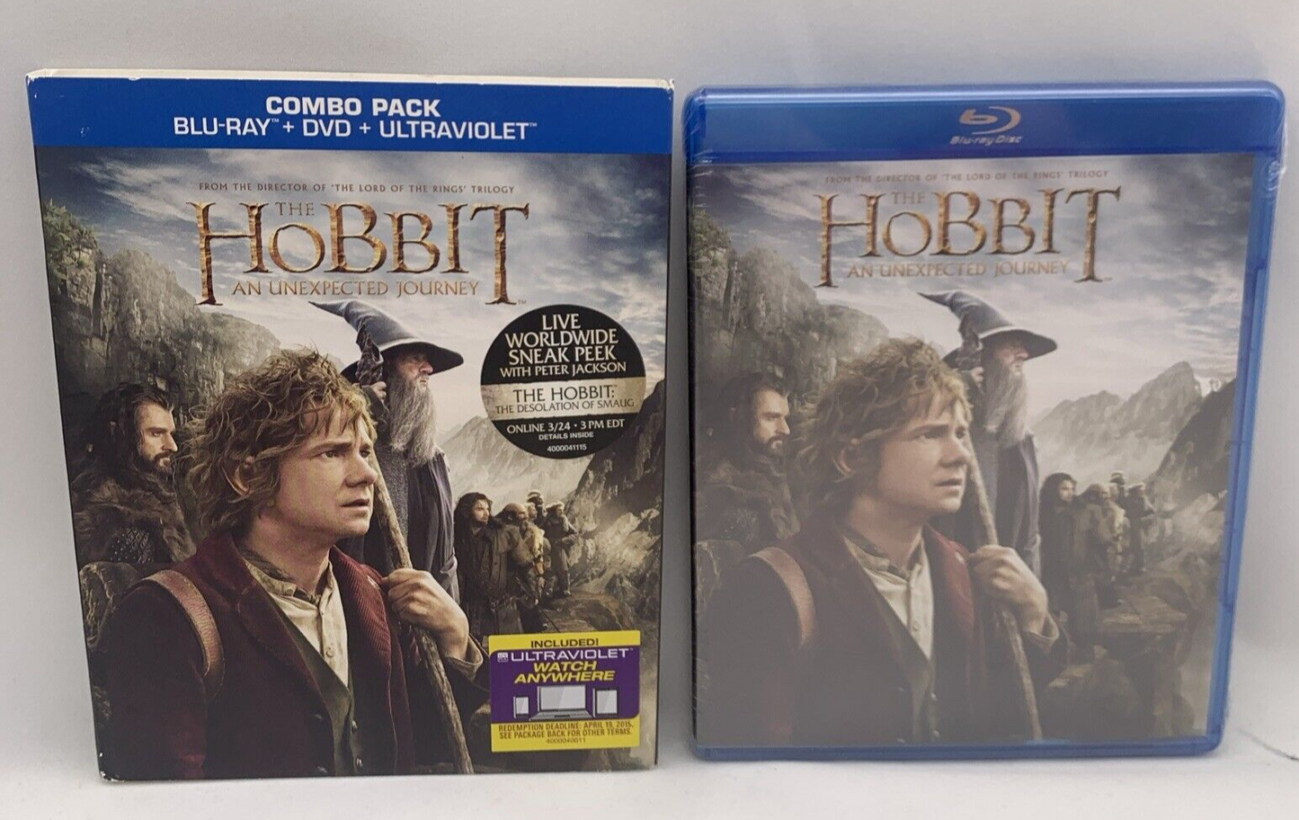 The Hobbit: An Unexpected Journey (Blu-ray Combo Pack, 2012) New With Slipcover
