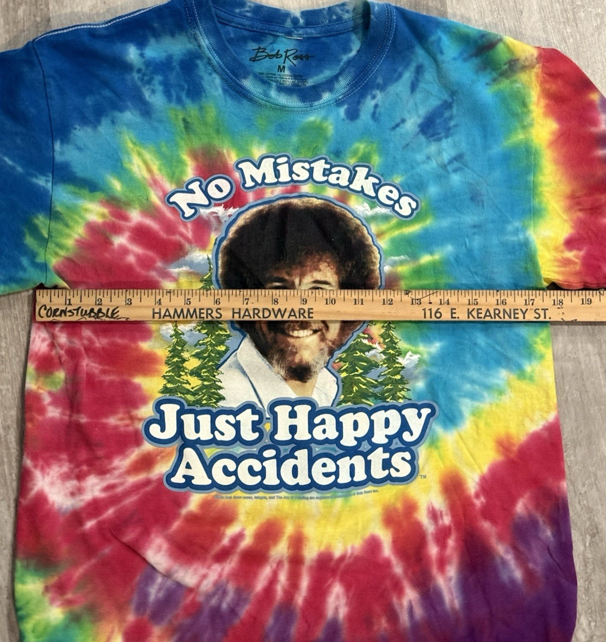 Bob Ross No Mistakes Just Happy Accidents Tie-Dye Adult Medium T-Shirt