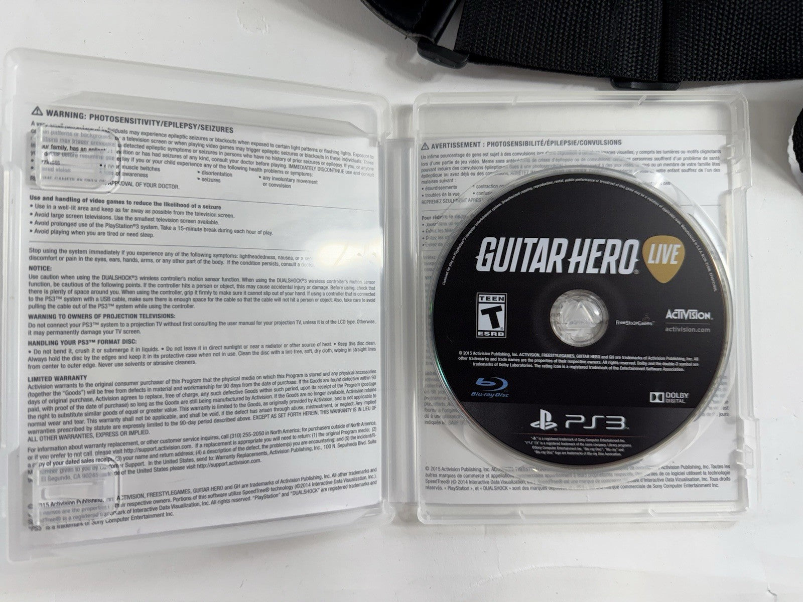 Guitar Hero Live (Sony PlayStation 3, 2015) Game, Case, Guitar, Dongle - Tested