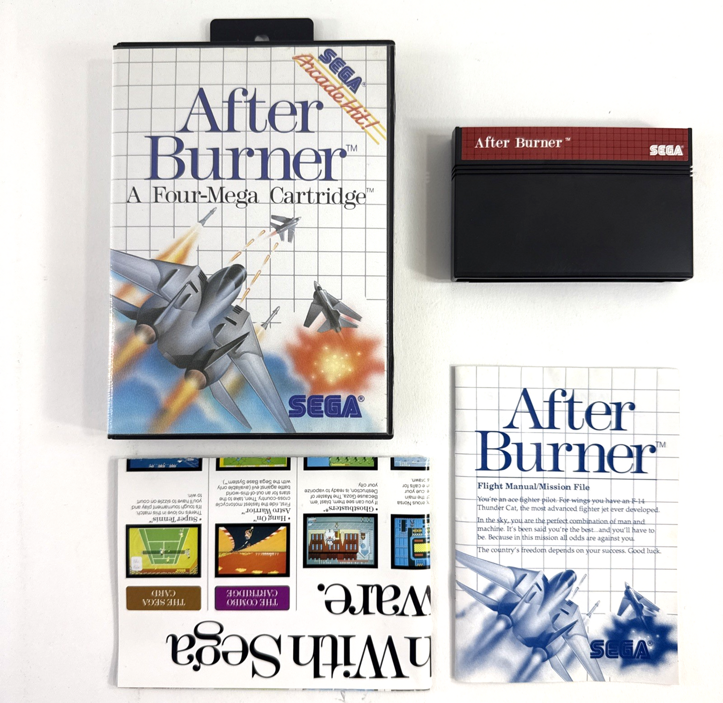 After Burner (Sega Master System, 1988) Game Case Manual Poster - Tested