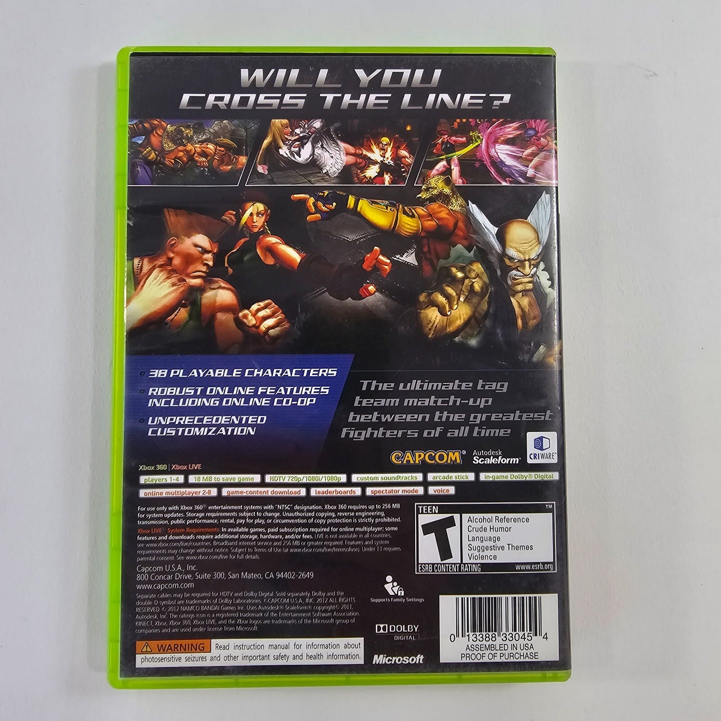 Street Fighter X Tekken (Xbox 360, 2012) Game Case Manual - Tested and Working