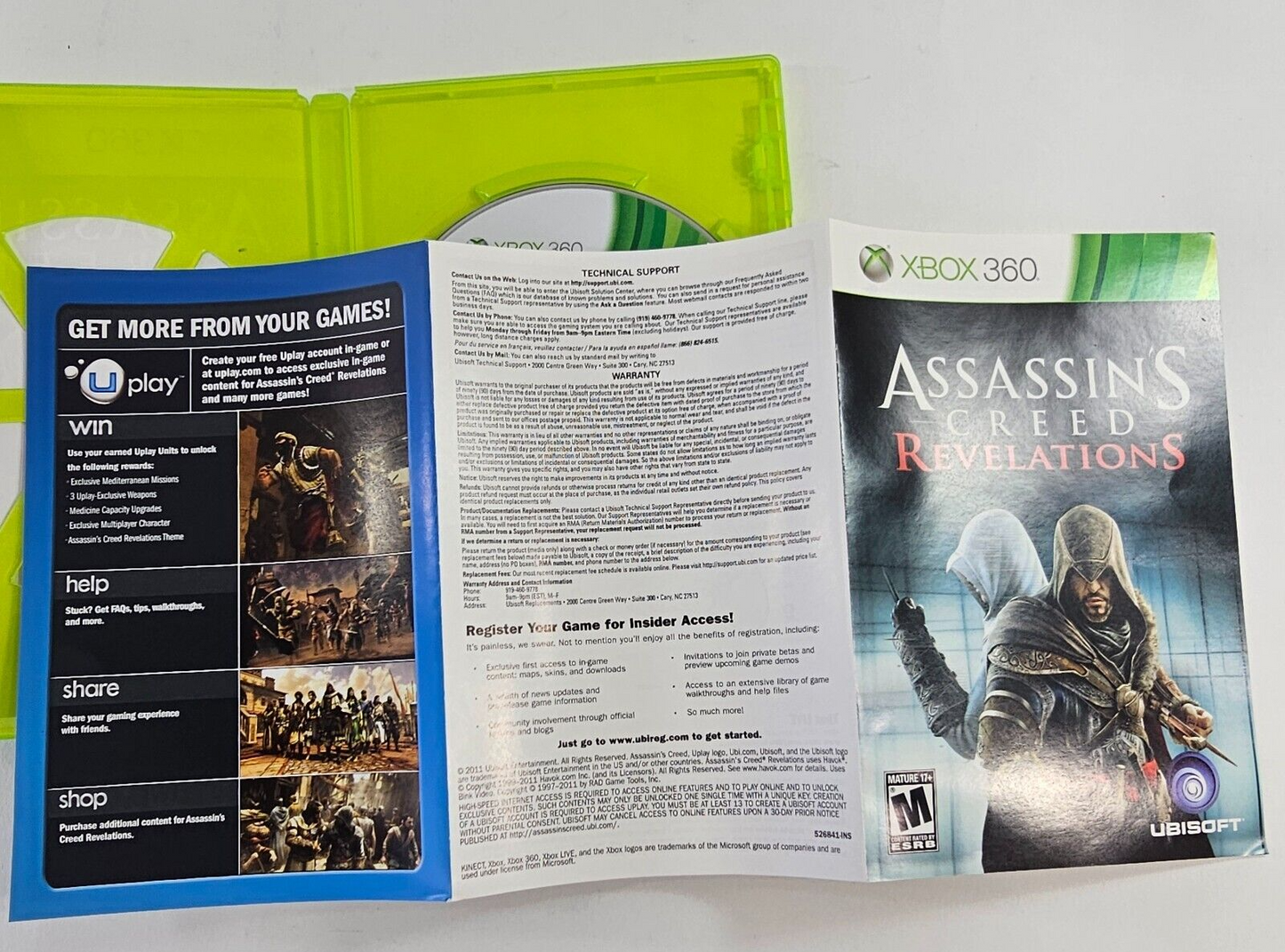 Assassin's Creed: Revelations (Xbox 360, 2011) Game Case Manual - Tested